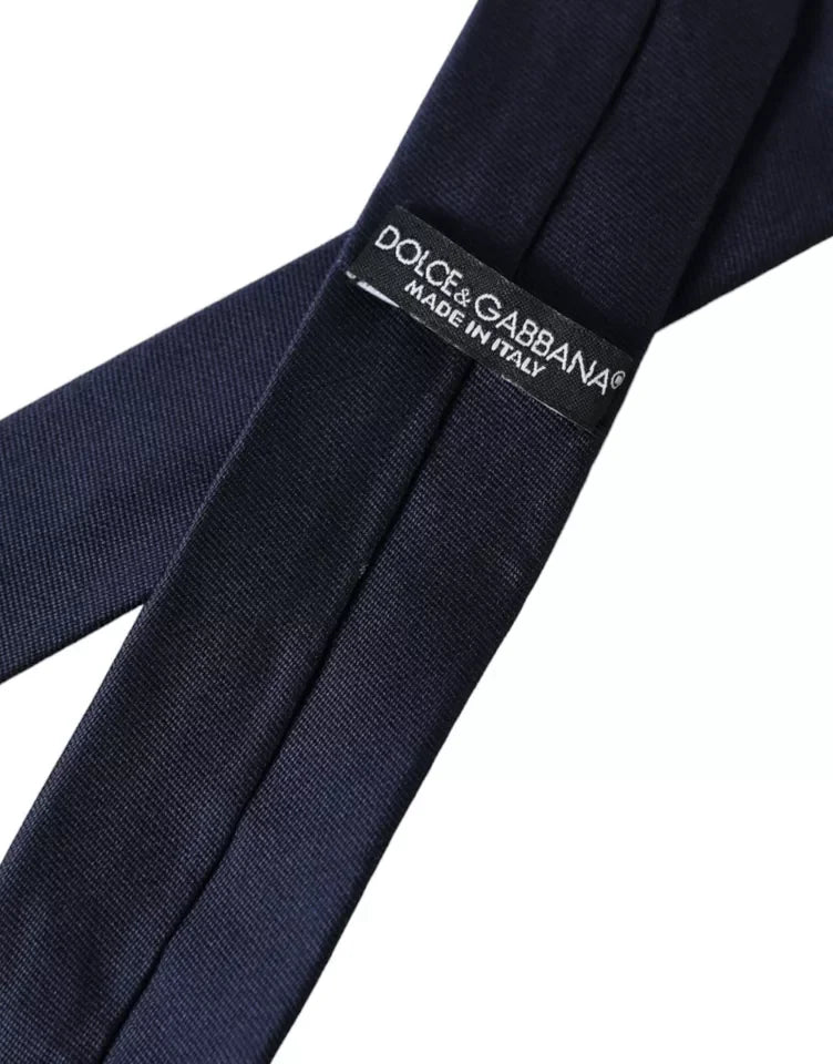 Dolce & Gabbana Dark Blue Silk Skinny Adjustable Tie - Neckties