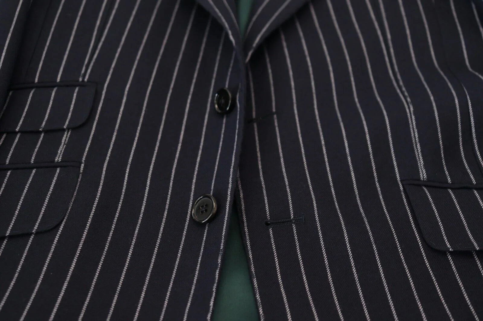 Dolce & Gabbana Dark Blue Stripe Wool Single Breasted Blazer - IT48 | M - Sport Jackets