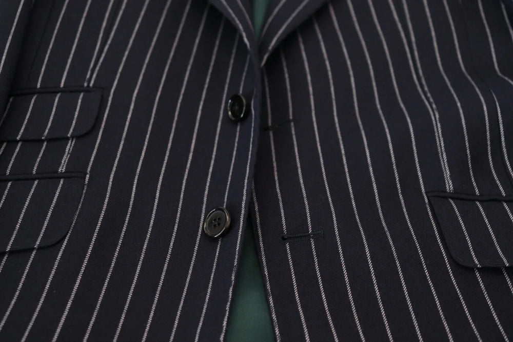 Dolce & Gabbana Dark Blue Stripe Wool Single Breasted Blazer - IT48 | M - Sport Jackets