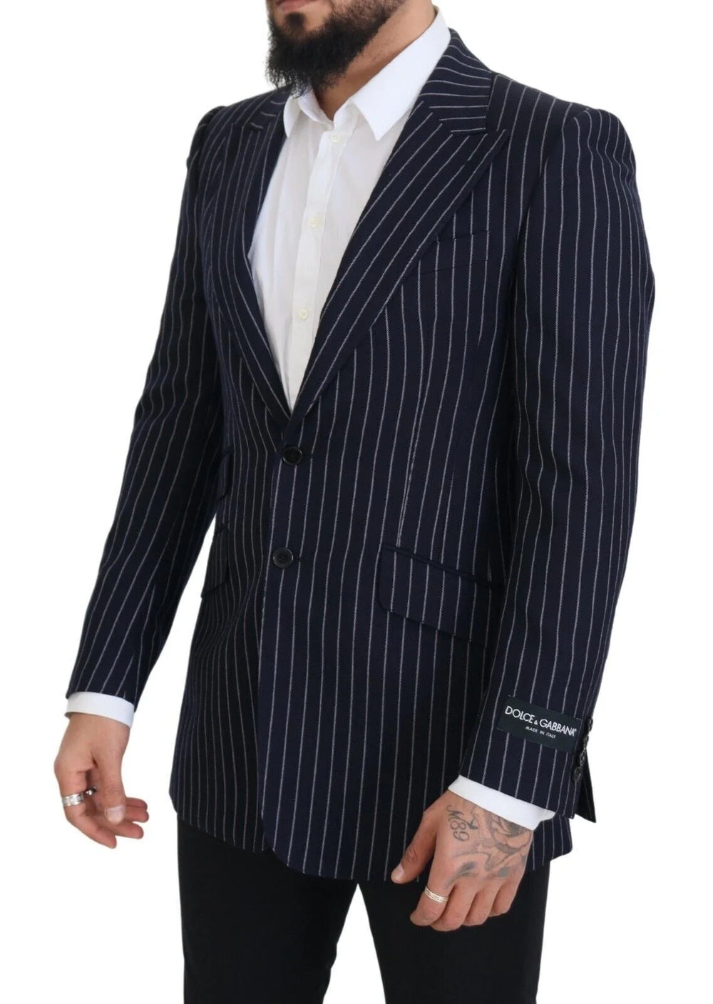 Dolce & Gabbana Dark Blue Stripe Wool Single Breasted Blazer - IT48 | M - Sport Jackets