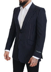 Dolce & Gabbana Dark Blue Stripe Wool Single Breasted Blazer - IT48 | M - Sport Jackets