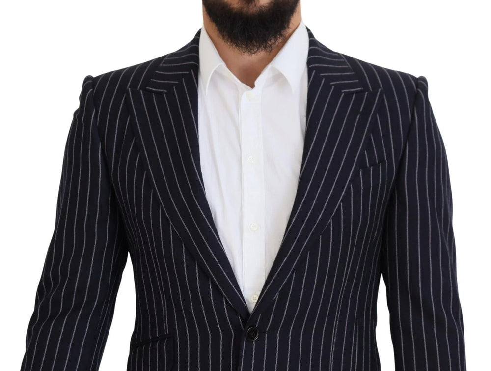 Dolce & Gabbana Dark Blue Stripe Wool Single Breasted Blazer - IT48 | M - Sport Jackets