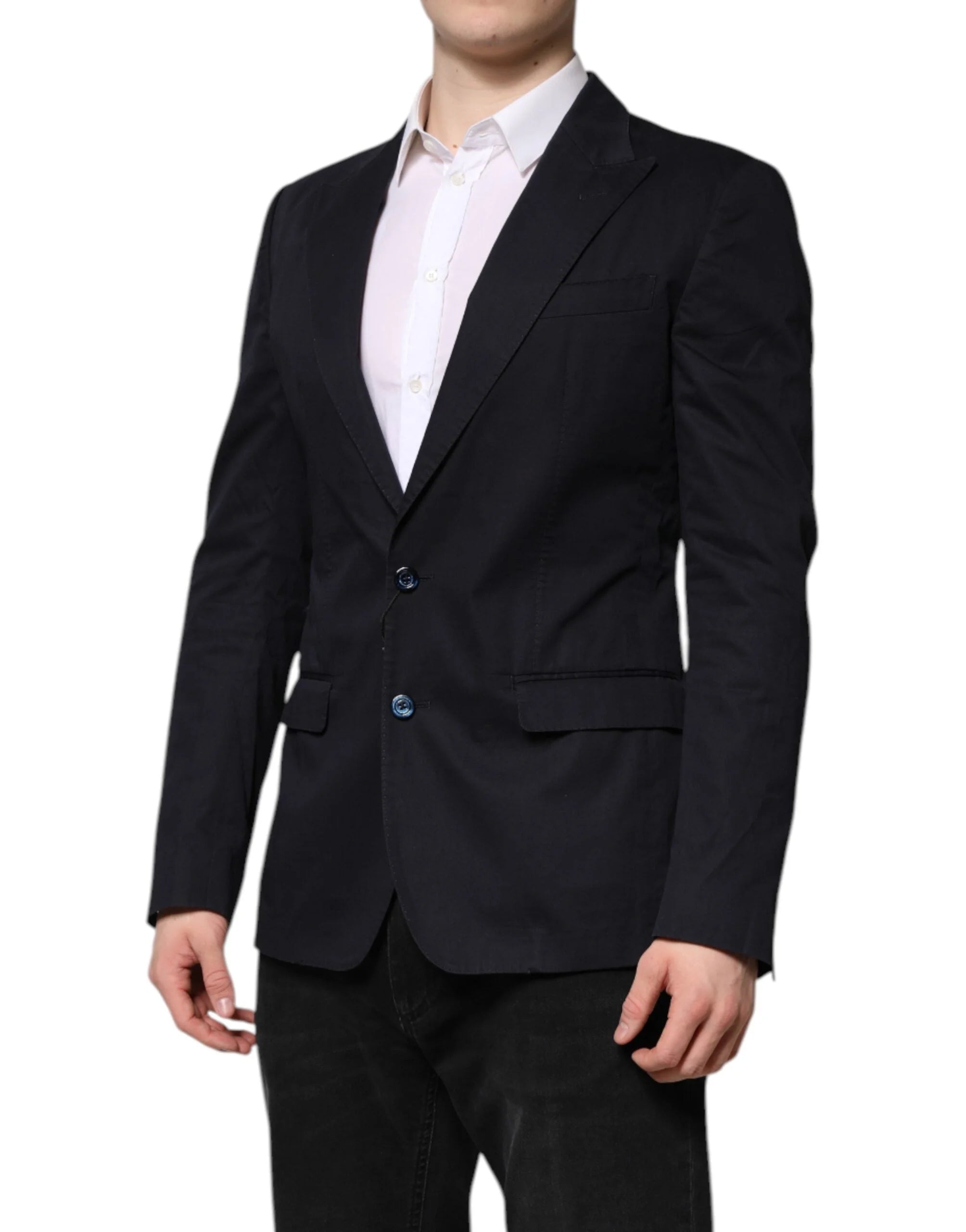 Dolce & Gabbana Dark Blue TAORMINA Cotton Blazer Suit Jacket - IT48 | M - Sport Jackets