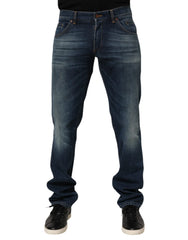 Dolce & Gabbana Dark Blue Washed Cotton Skinny Men Denim Jeans - IT48 | M
