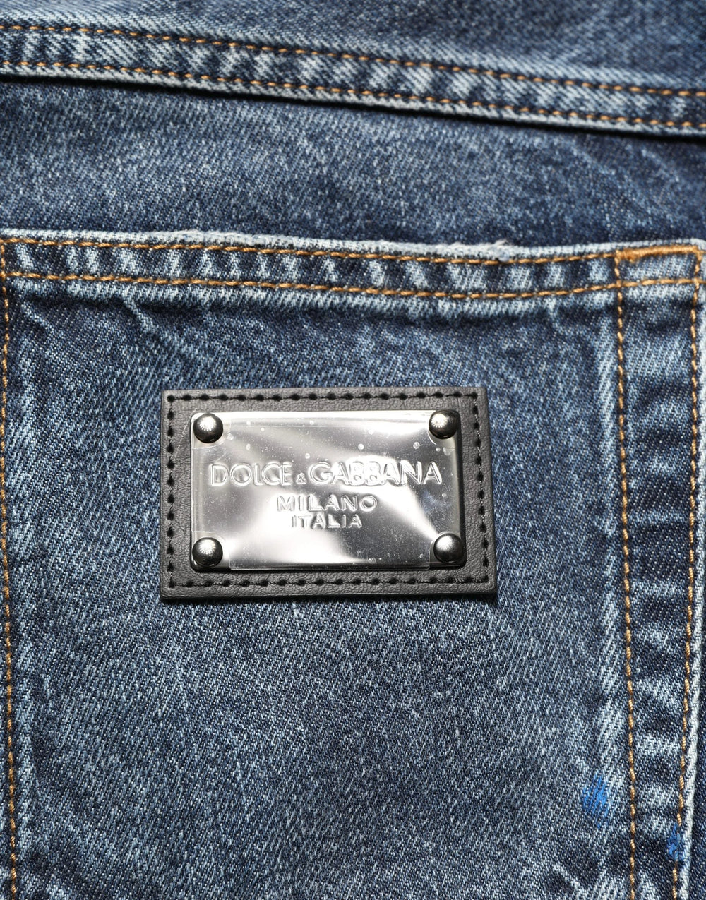 Dolce & Gabbana Dark Blue Washed Mid Waist Straight Men Denim Jeans - IT48 | M