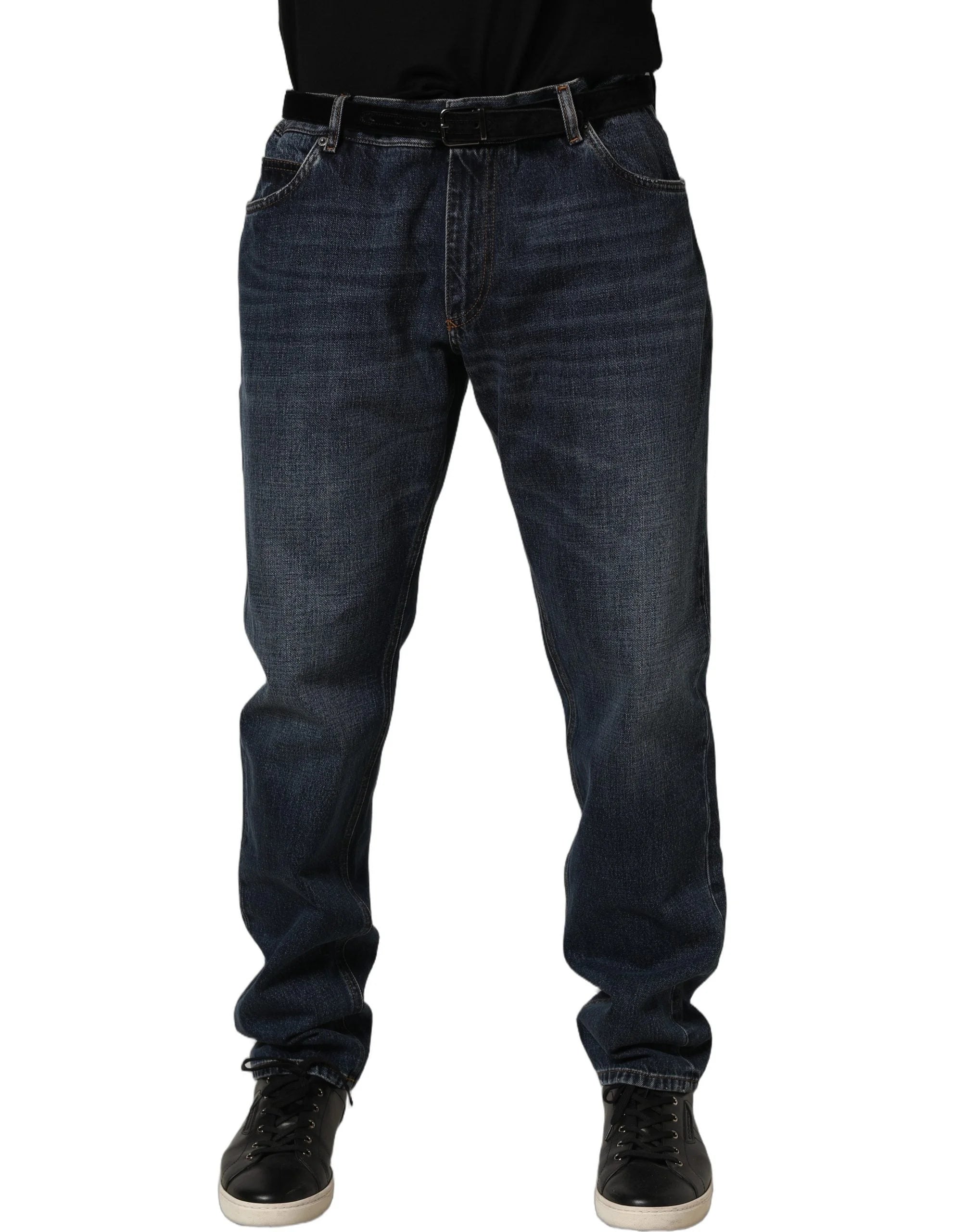 Dolce & Gabbana Dark Blue Washed MidWaist Straight Denim Jeans - IT48 | M