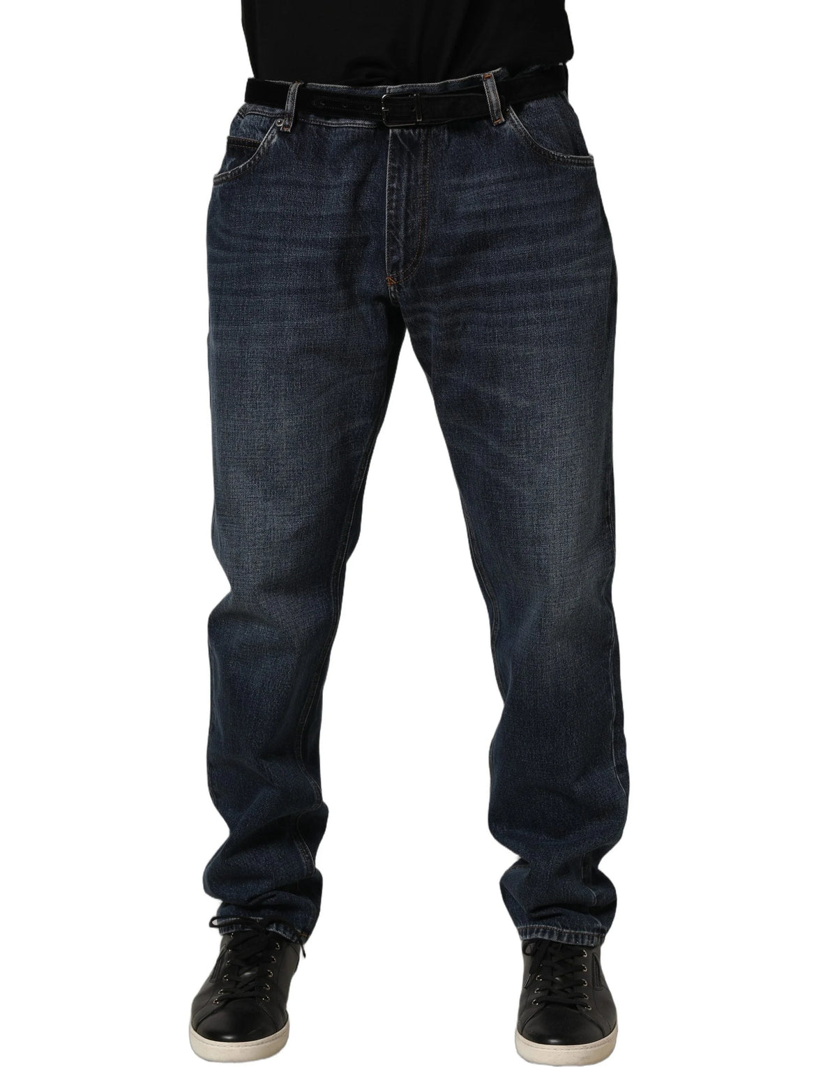 Dolce & Gabbana Dark Blue Washed MidWaist Straight Denim Jeans - IT48 | M