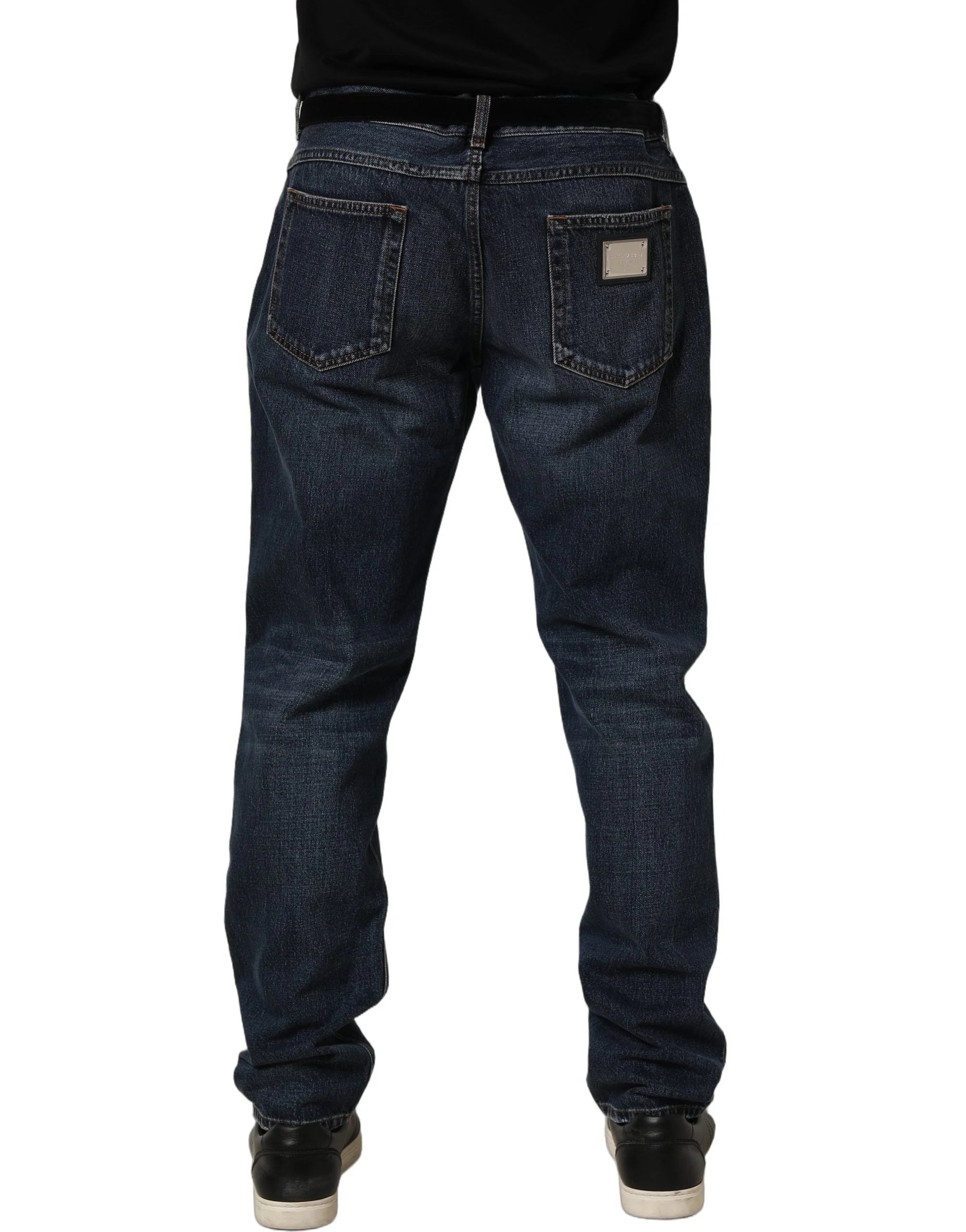 Dolce & Gabbana Dark Blue Washed MidWaist Straight Denim Jeans - IT48 | M