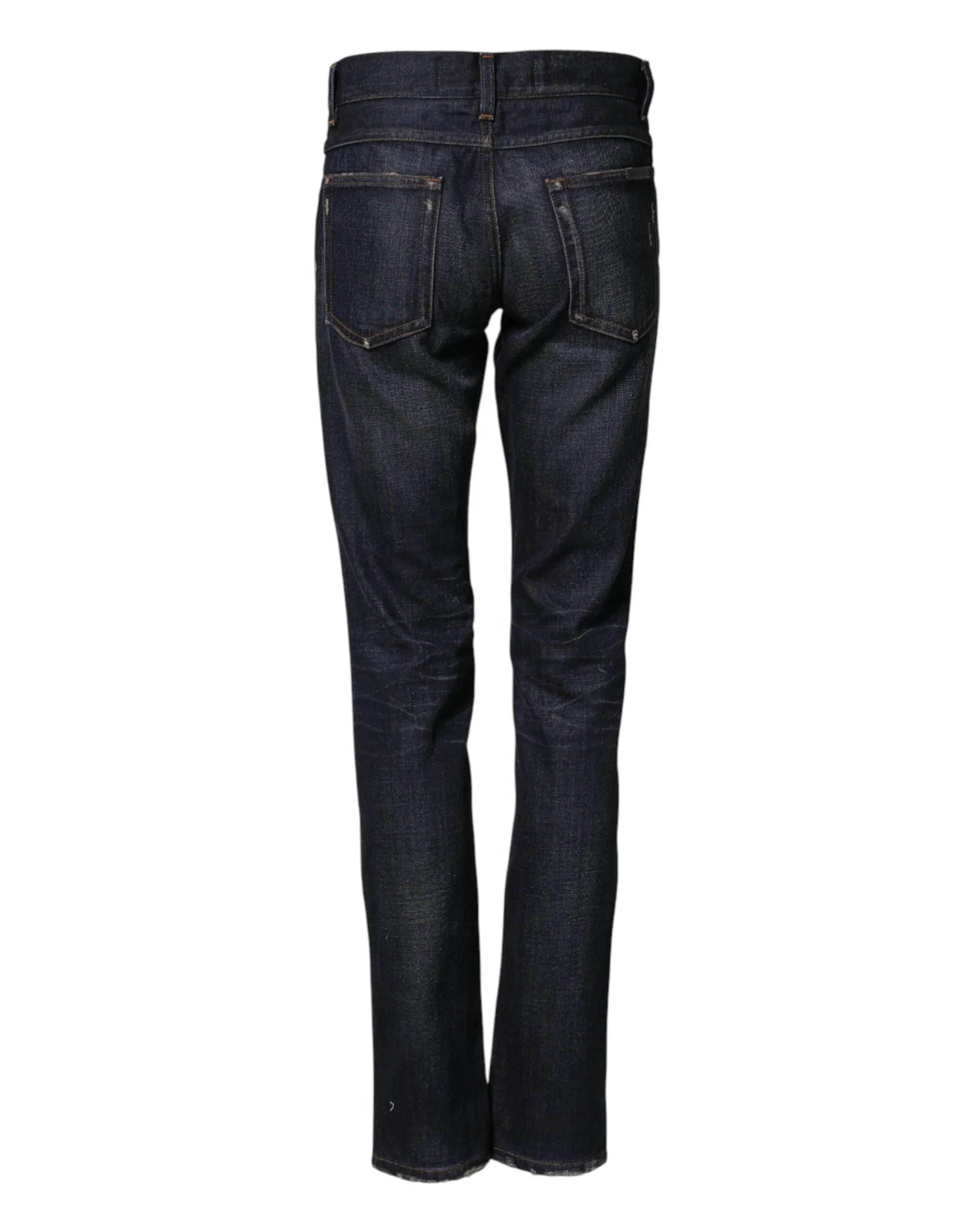 Dolce & Gabbana Dark Blue Watch GOLD Men Skinny Denim Jeans - IT44 | XS
