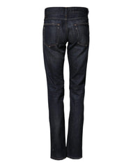 Dolce & Gabbana Dark Blue Watch GOLD Men Skinny Denim Jeans - IT44 | XS