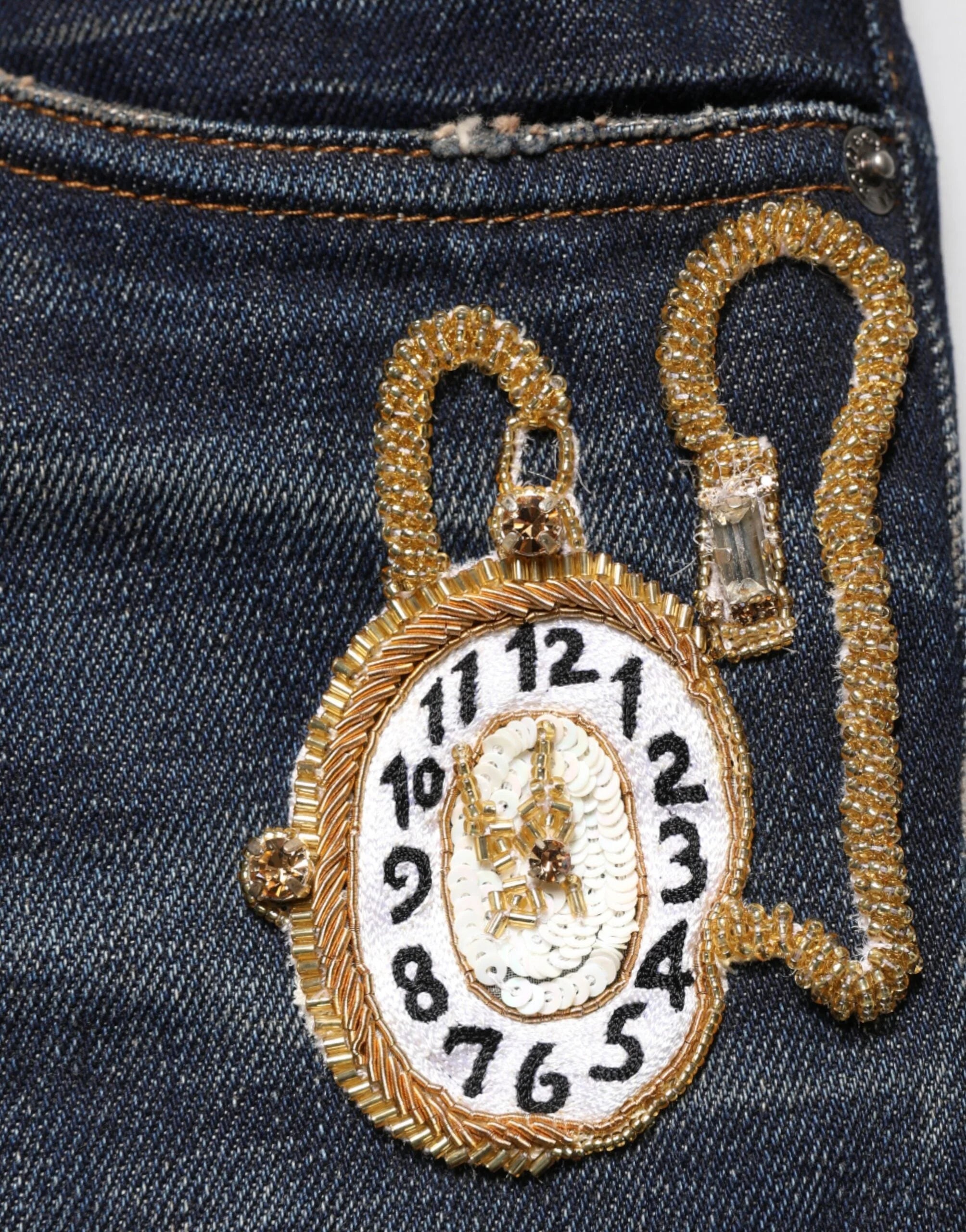 Dolce & Gabbana Dark Blue Watch GOLD Men Skinny Denim Jeans - IT44 | XS