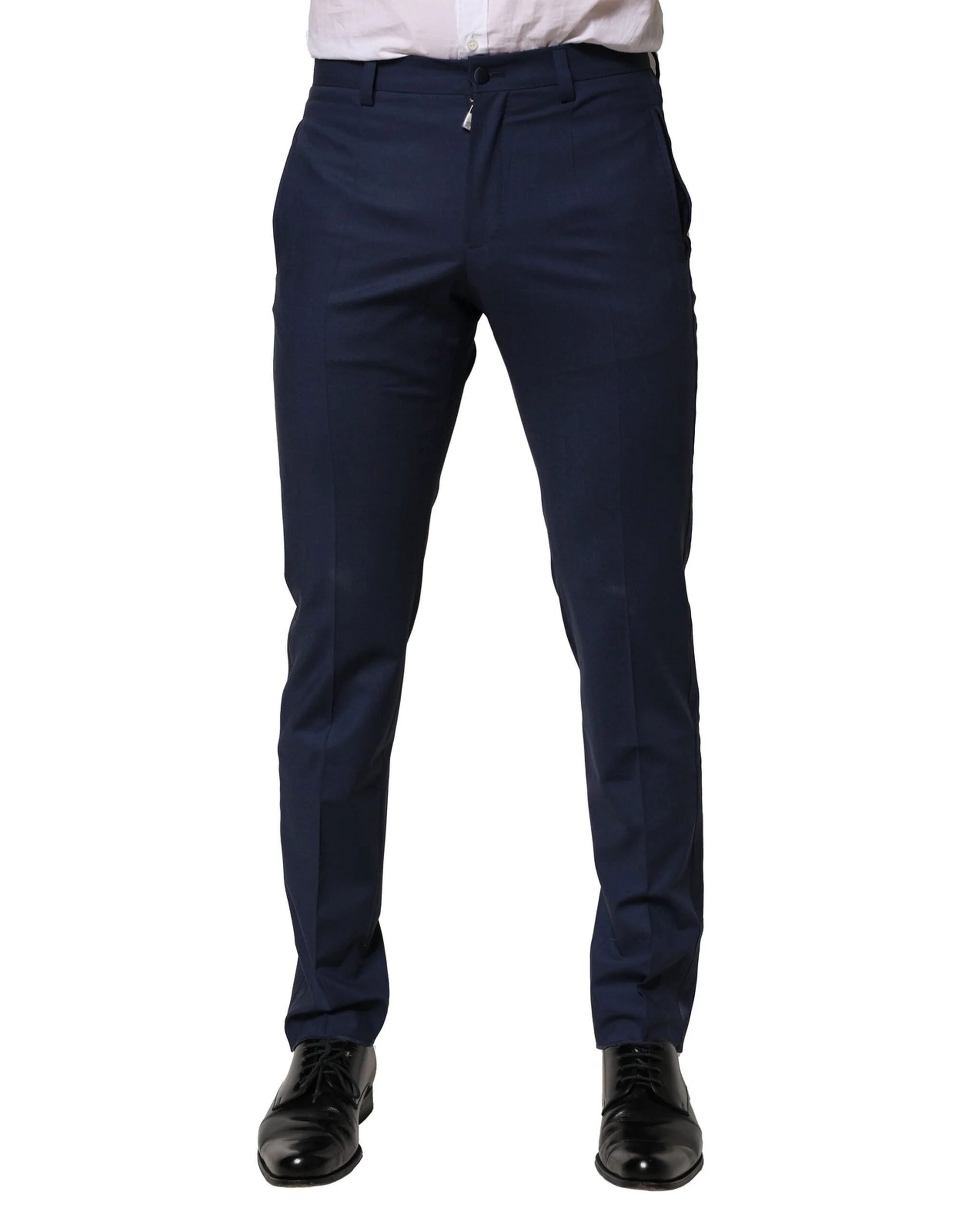 Dolce & Gabbana Dark Blue Wool Dress Formal Pants - IT46 | S - Trousers