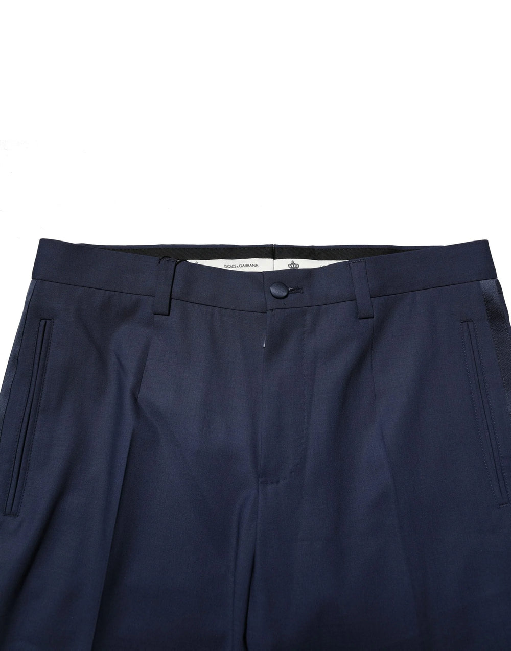 Dolce & Gabbana Dark Blue Wool Dress Formal Pants - IT46 | S - Trousers