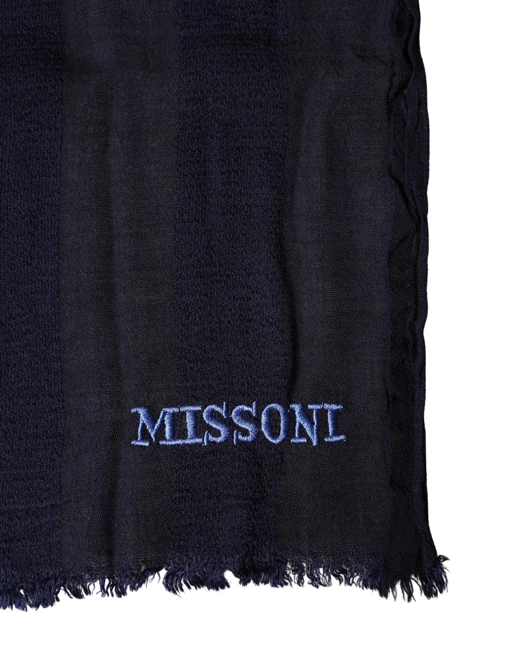 Dolce & Gabbana Dark Blue Wool Knit Unisex Wrap Fringe Shawl 170cm x 60cm Scarf