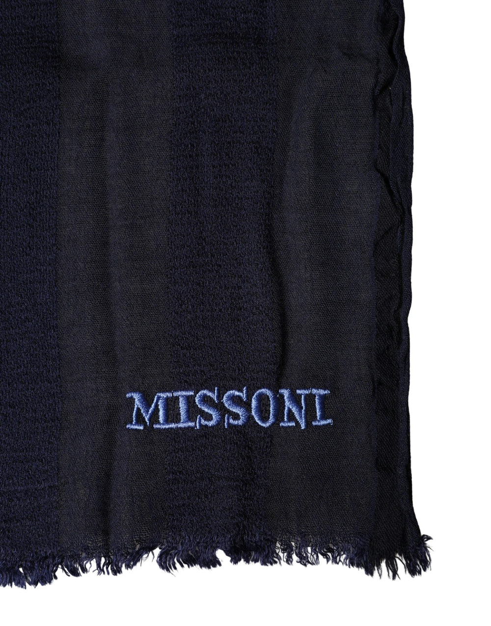 Dolce & Gabbana Dark Blue Wool Knit Unisex Wrap Fringe Shawl 170cm x 60cm Scarf