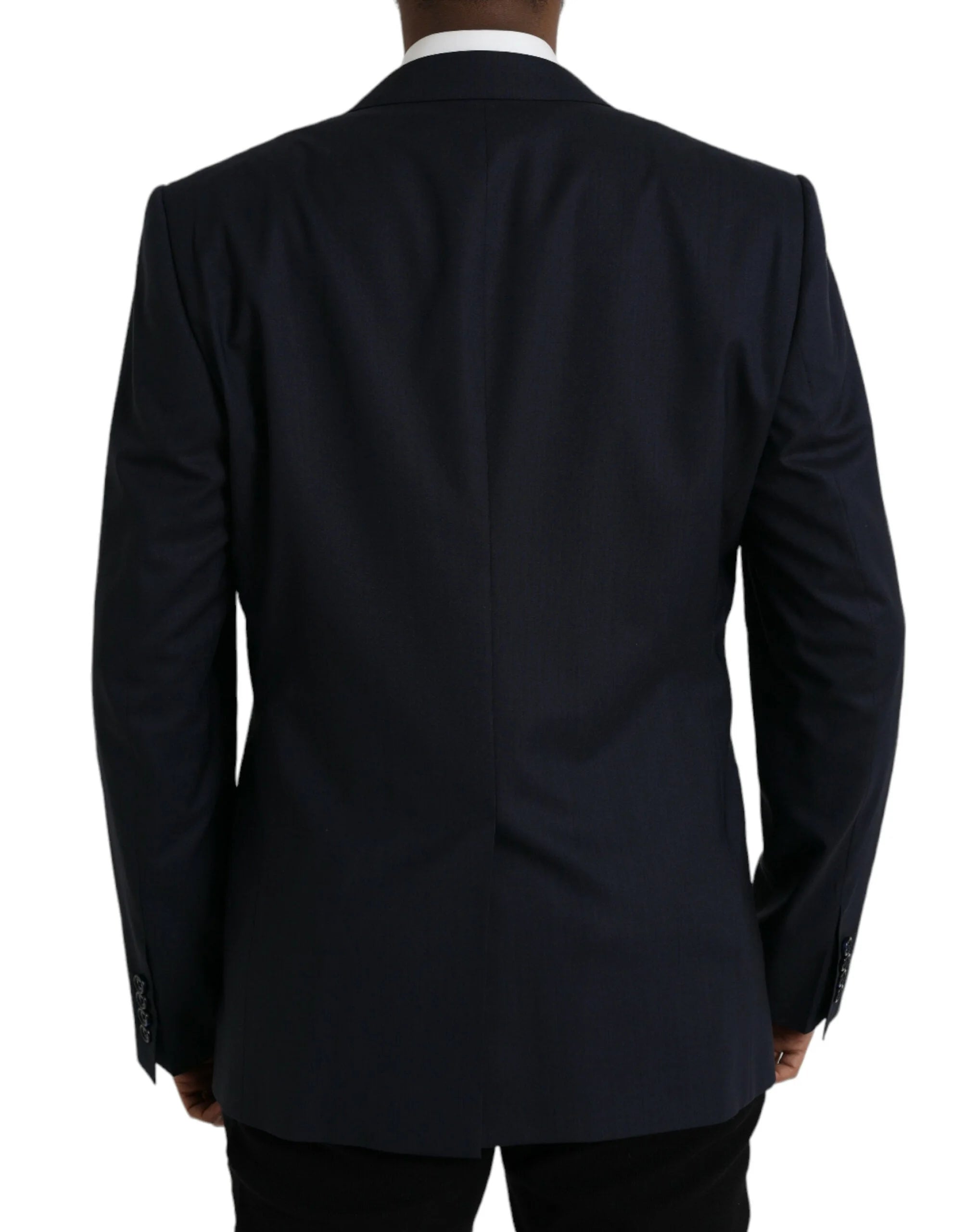 Dolce & Gabbana Dark Blue Wool Single Breasted Coat Blazer - IT54 | XL - Sport Jackets