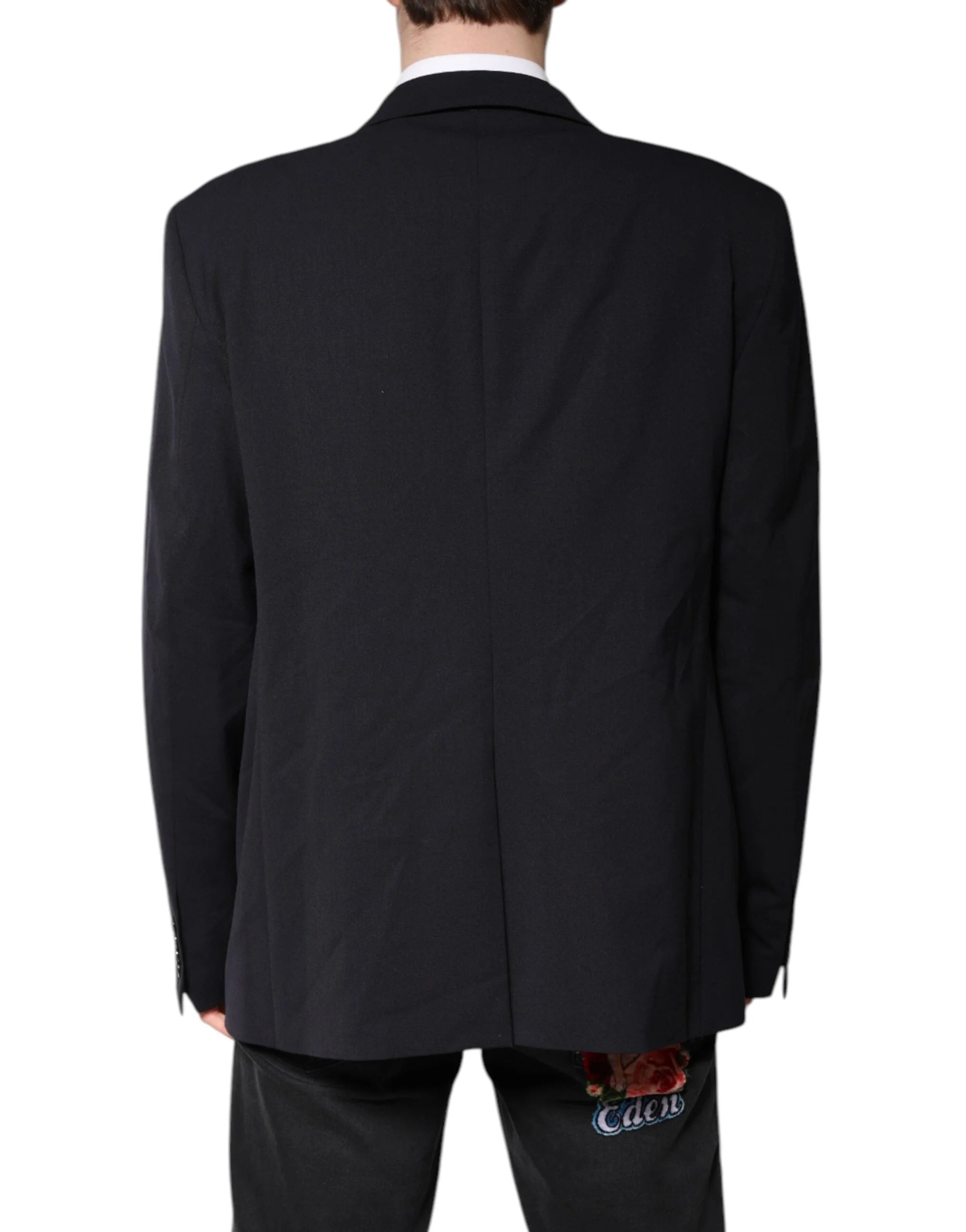 Dolce & Gabbana Dark Blue Wool Single Breasted Coat Blazer - IT56 | XXL - Sport Jackets