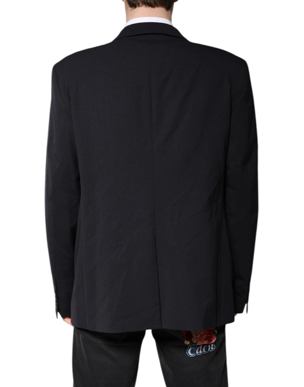 Dolce & Gabbana Dark Blue Wool Single Breasted Coat Blazer - IT56 | XXL - Sport Jackets