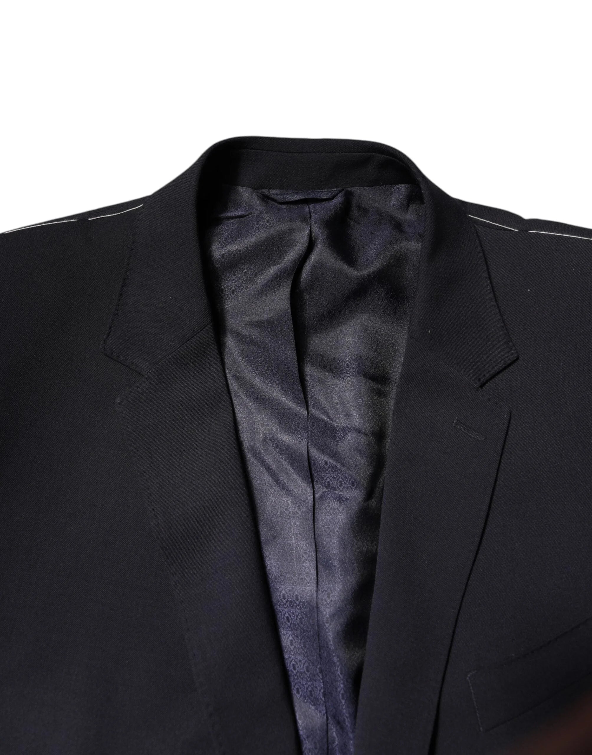 Dolce & Gabbana Dark Blue Wool Single Breasted Coat Blazer - IT56 | XXL - Sport Jackets