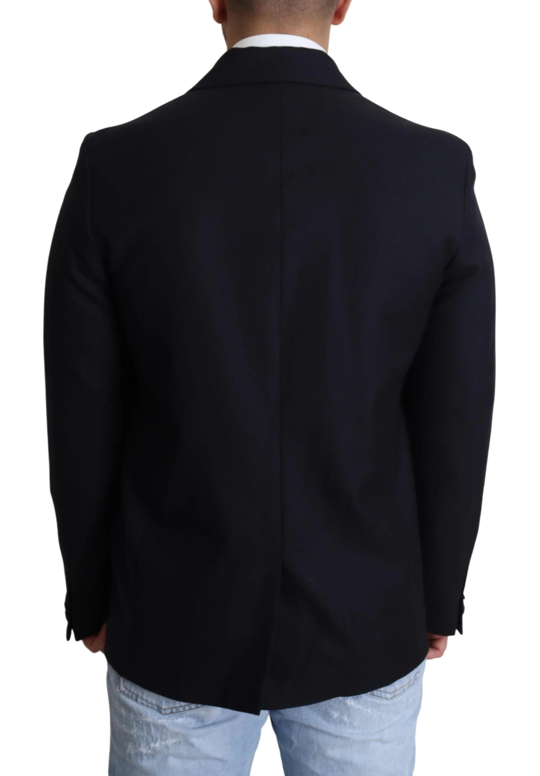 Dolce & Gabbana Dark Blue Wool Single Breasted Coat Jacket - IT46 | S - Overcoats