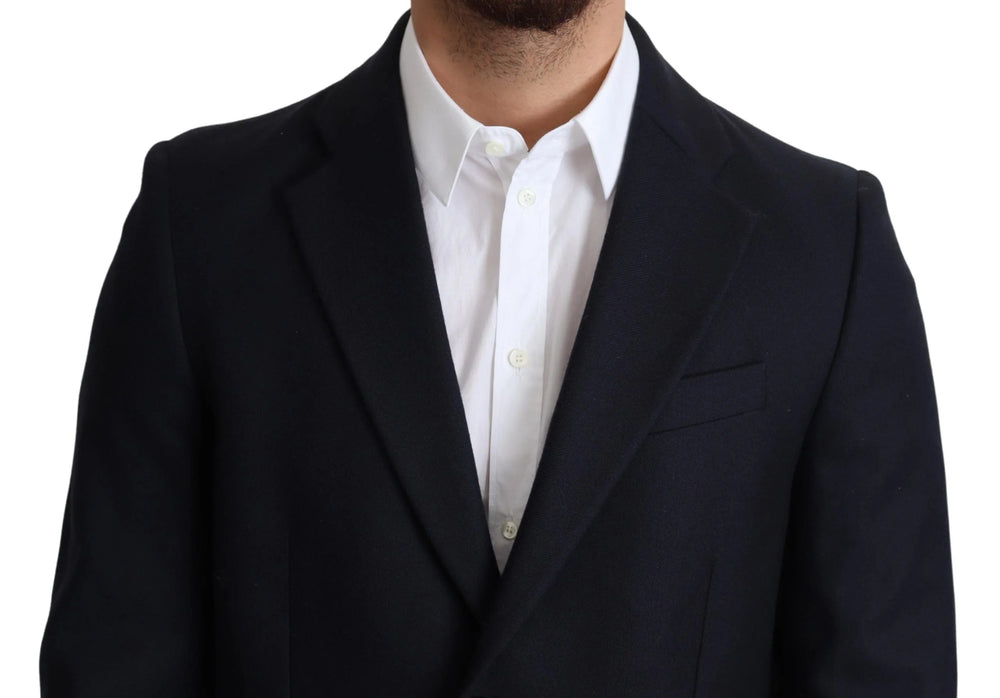 Dolce & Gabbana Dark Blue Wool Single Breasted Coat Jacket - IT46 | S - Overcoats