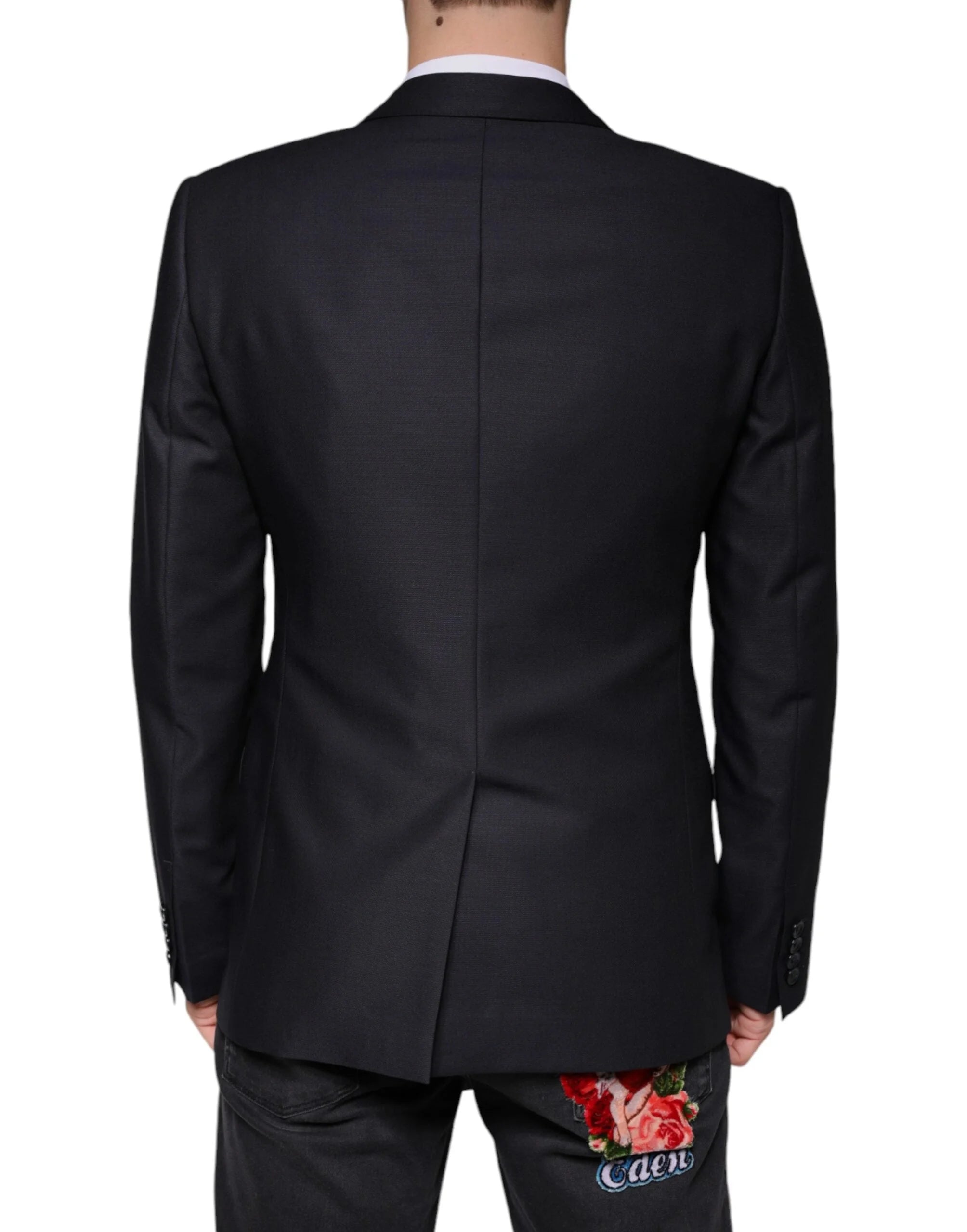 Dolce & Gabbana Dark Blue Wool Single Breasted Dress Coat Blazer - IT48 | M - Sport Jackets