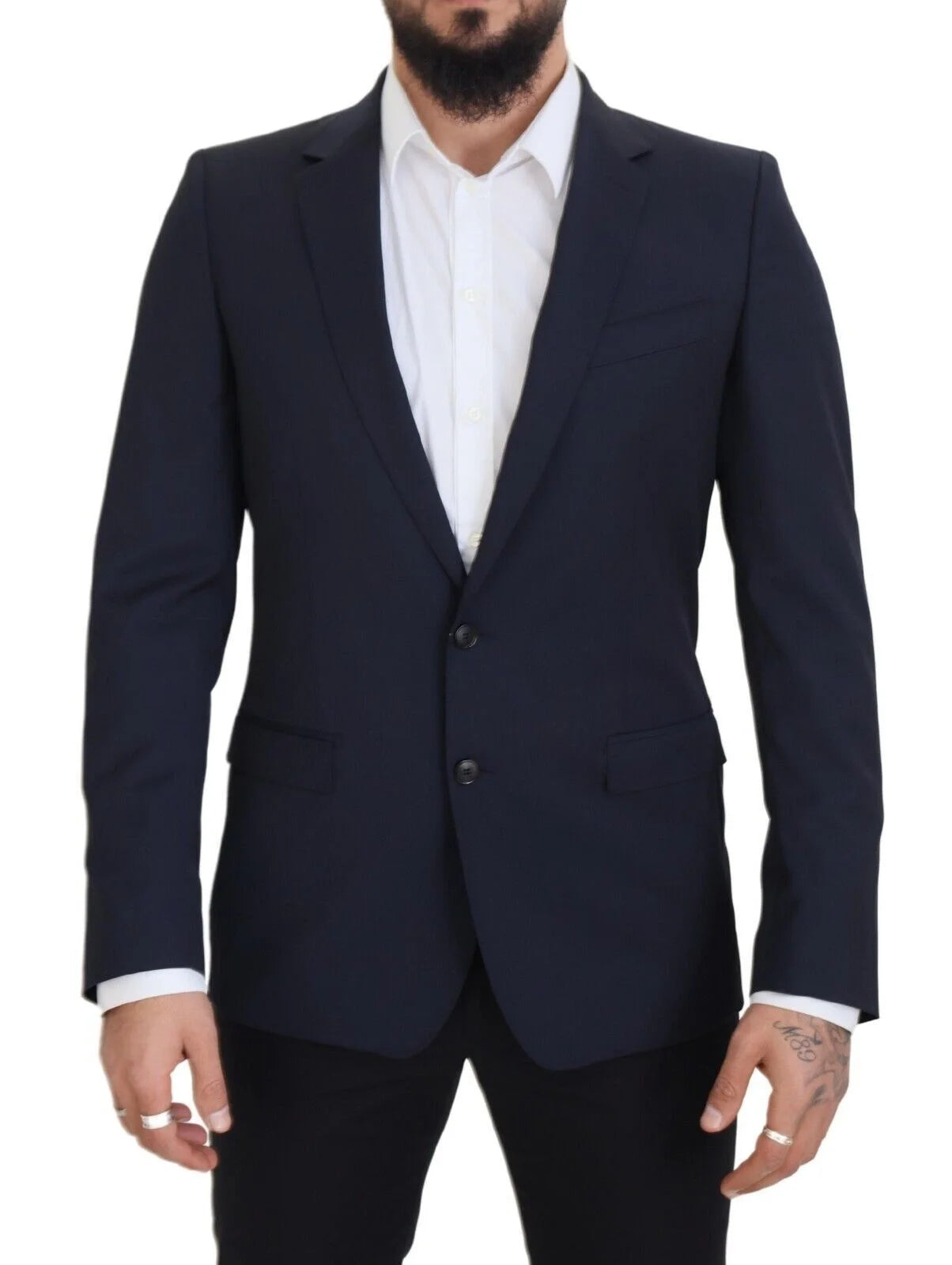 Dolce & Gabbana Dark Blue Wool Single Breasted MARTINI Blazer - IT48 | M