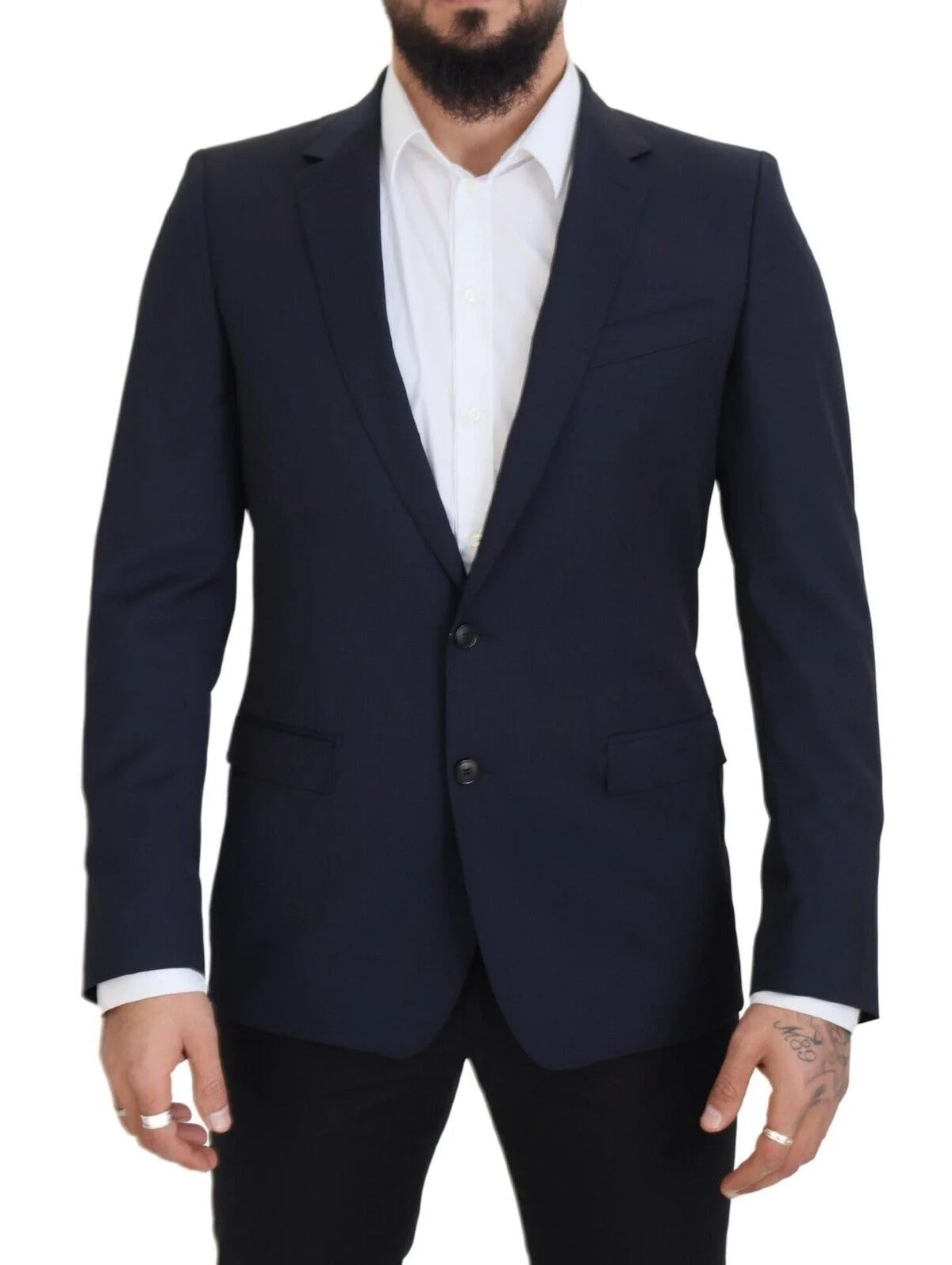 Dolce & Gabbana Dark Blue Wool Single Breasted MARTINI Blazer - IT48 | M