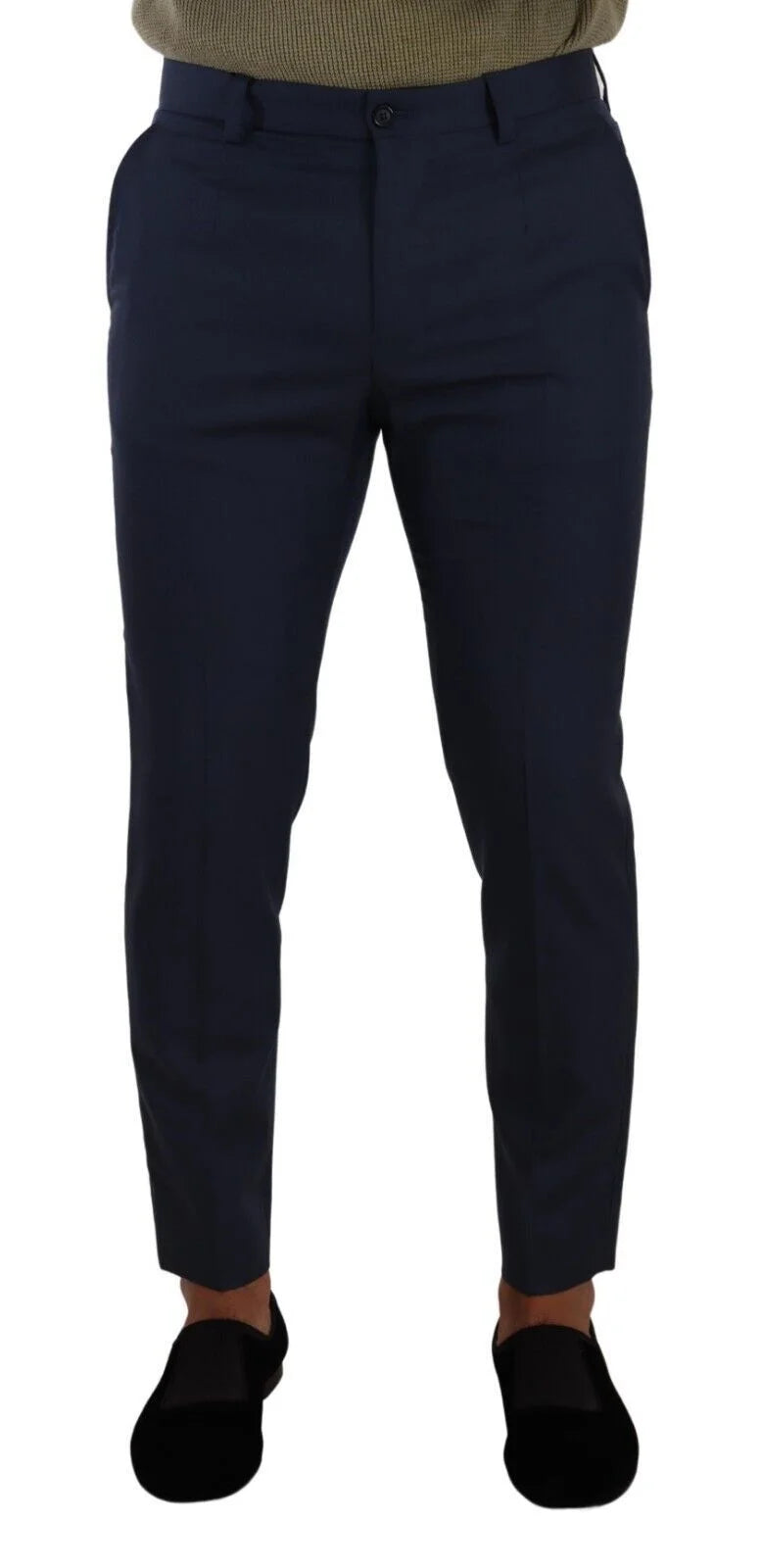 Dolce & Gabbana Dark Blue Wool Skinny Formal Dress Pants - IT48 | M - Trousers