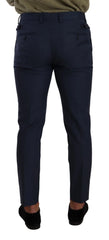 Dolce & Gabbana Dark Blue Wool Skinny Formal Dress Pants - IT48 | M - Trousers