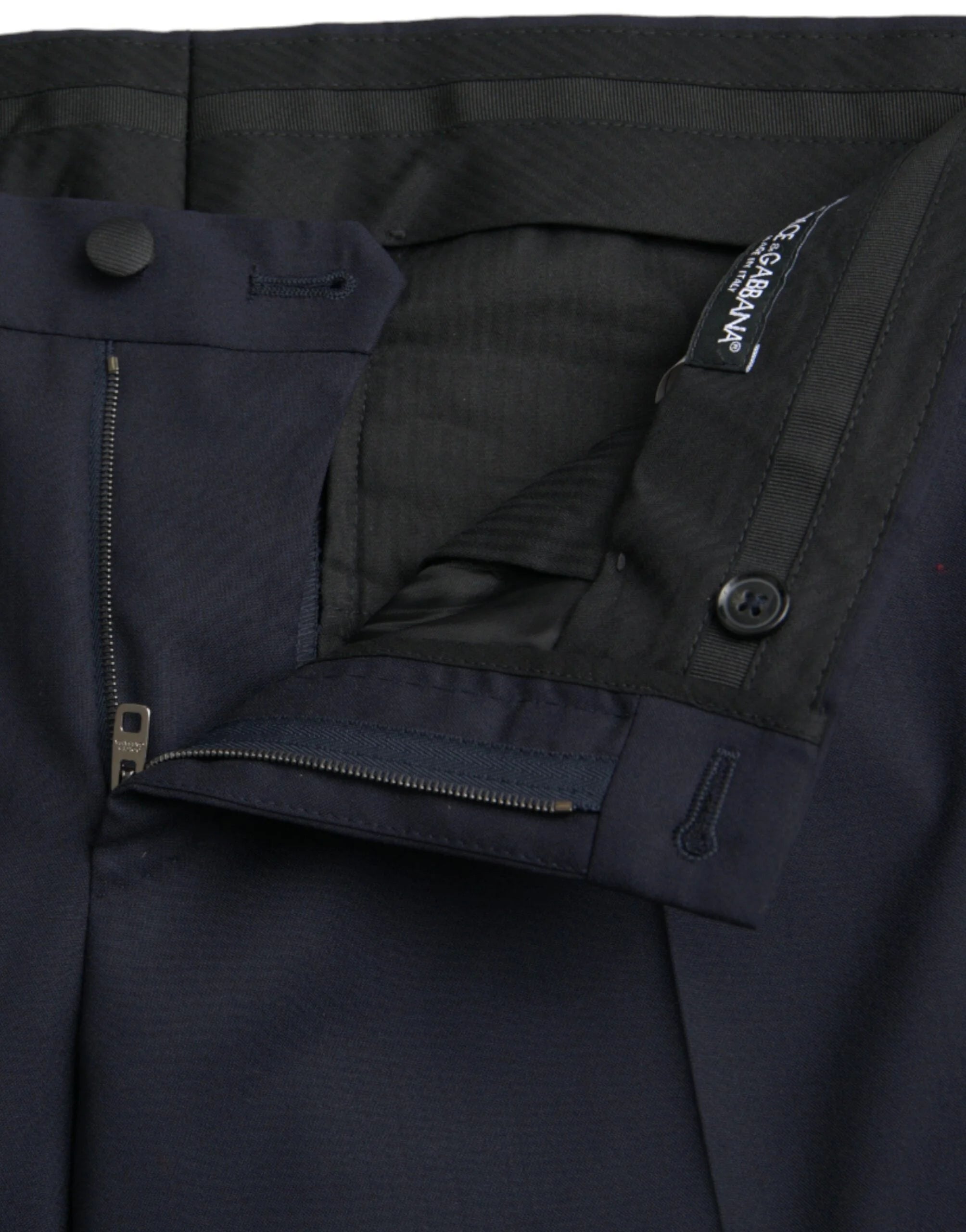 Dolce & Gabbana Dark Blue Wool Slim Fit Formal Pants - IT48 | M - Trousers