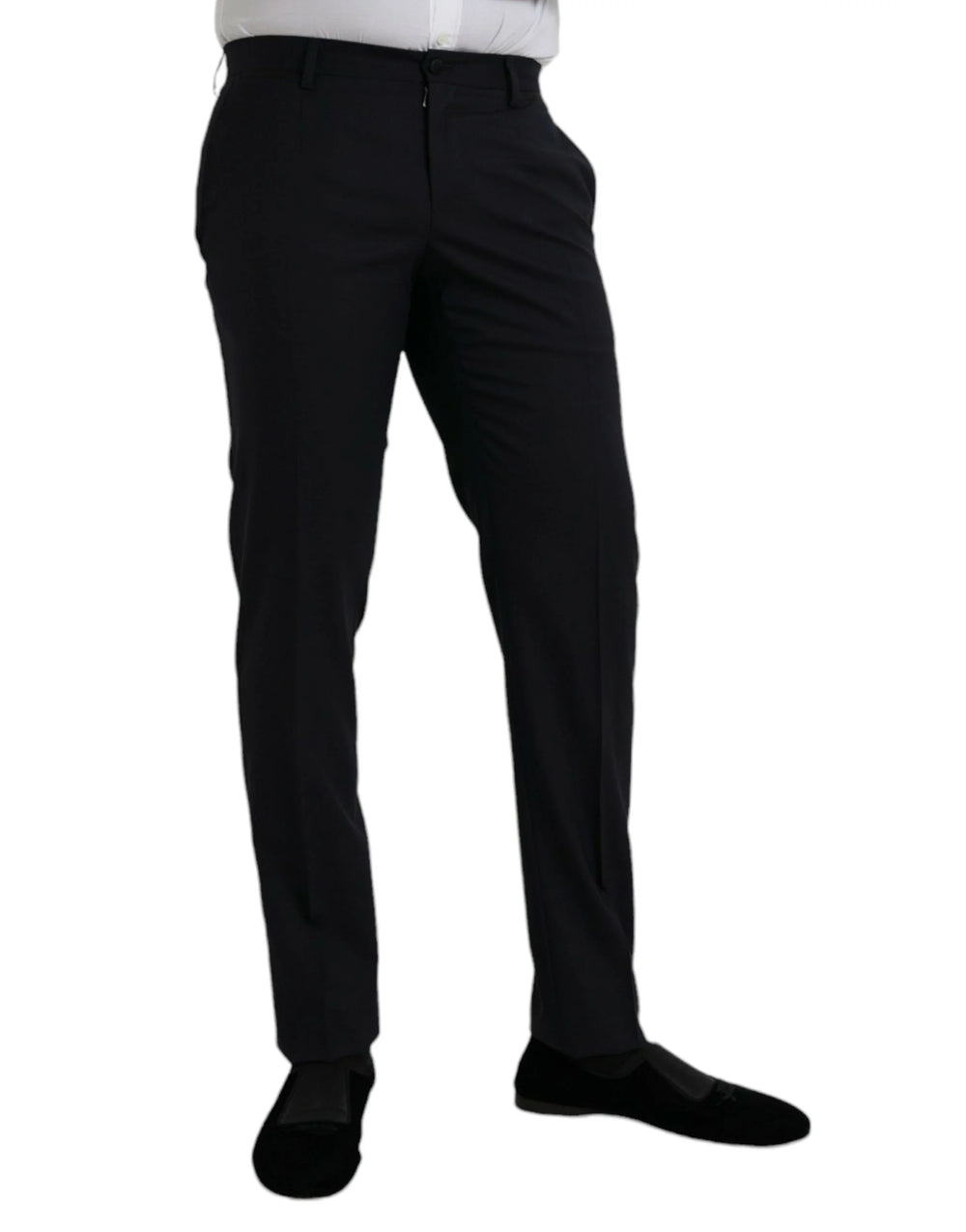 Dolce & Gabbana Dark Blue Wool Slim Fit Formal Pants - IT48 | M - Trousers