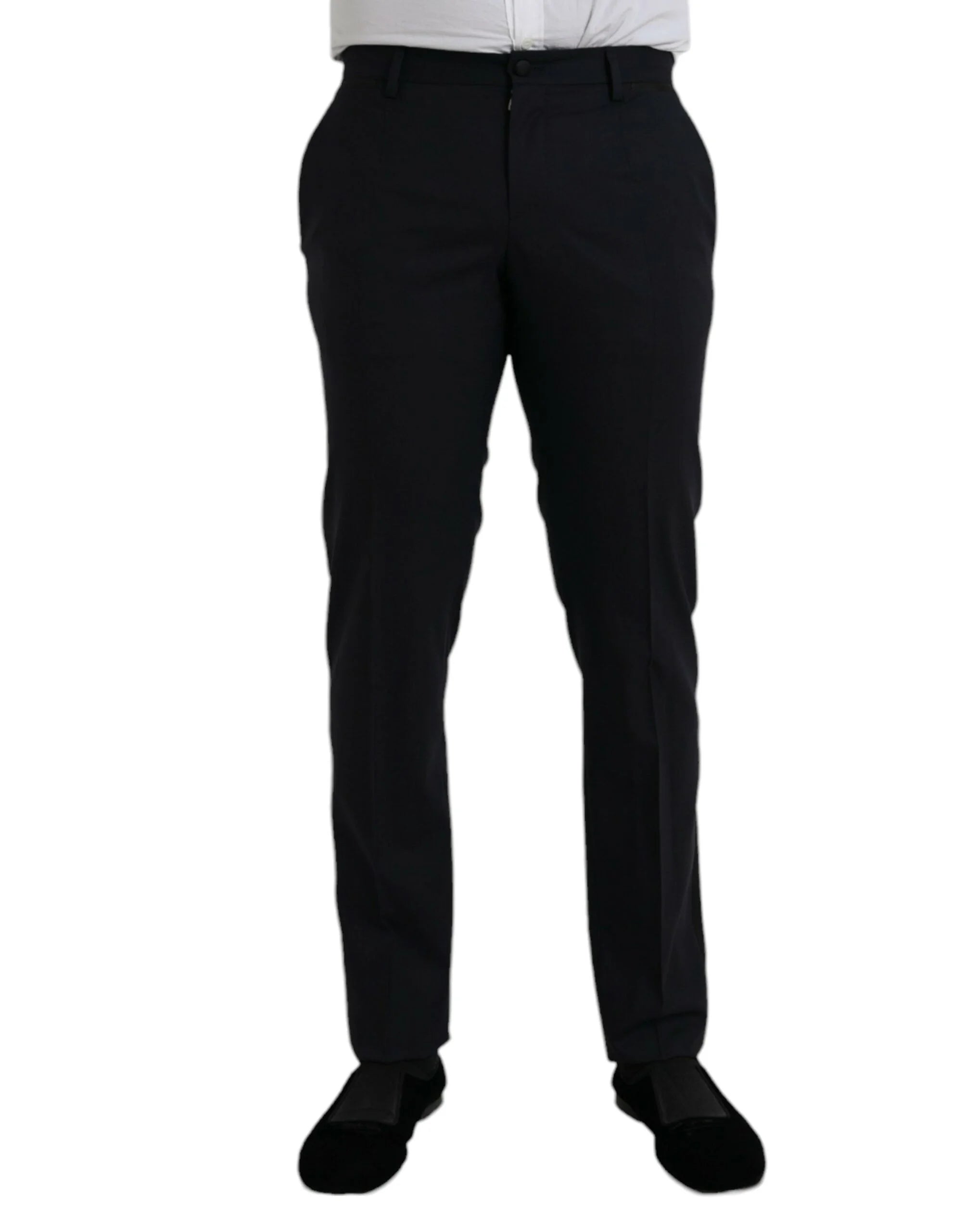 Dolce & Gabbana Dark Blue Wool Slim Fit Formal Pants - IT48 | M - Trousers