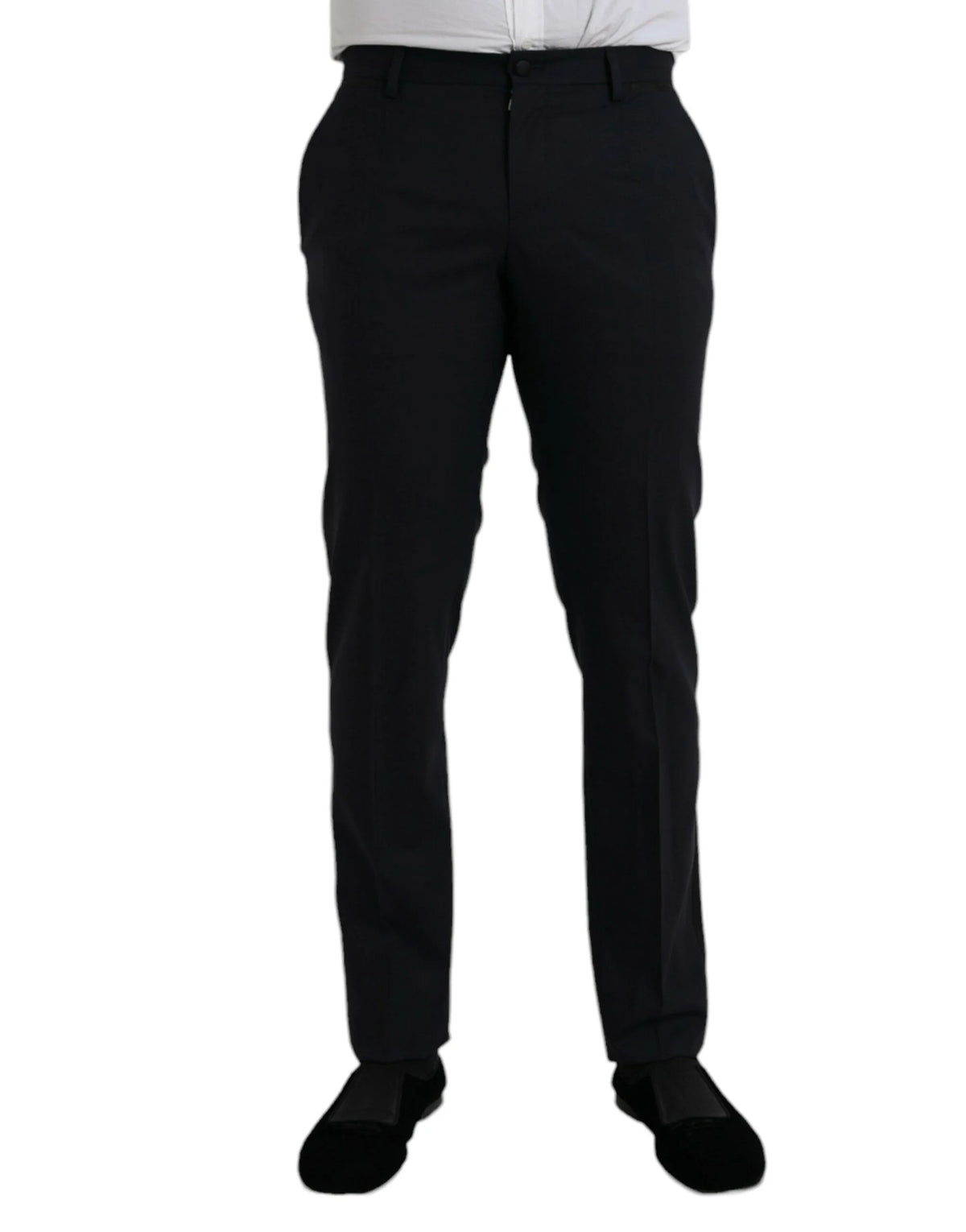 Dolce & Gabbana Dark Blue Wool Slim Fit Formal Pants - IT48 | M - Trousers