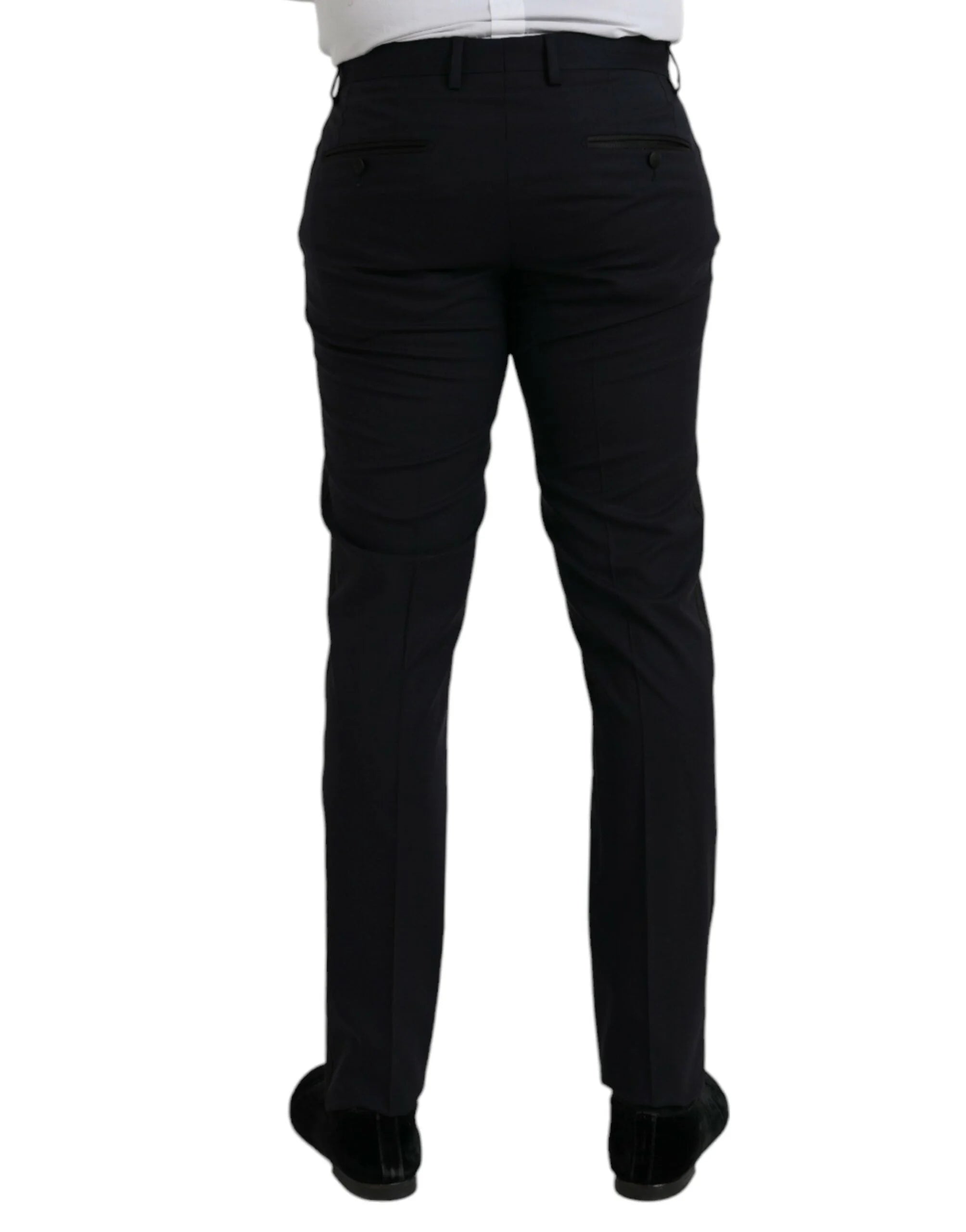 Dolce & Gabbana Dark Blue Wool Slim Fit Formal Pants - IT48 | M - Trousers