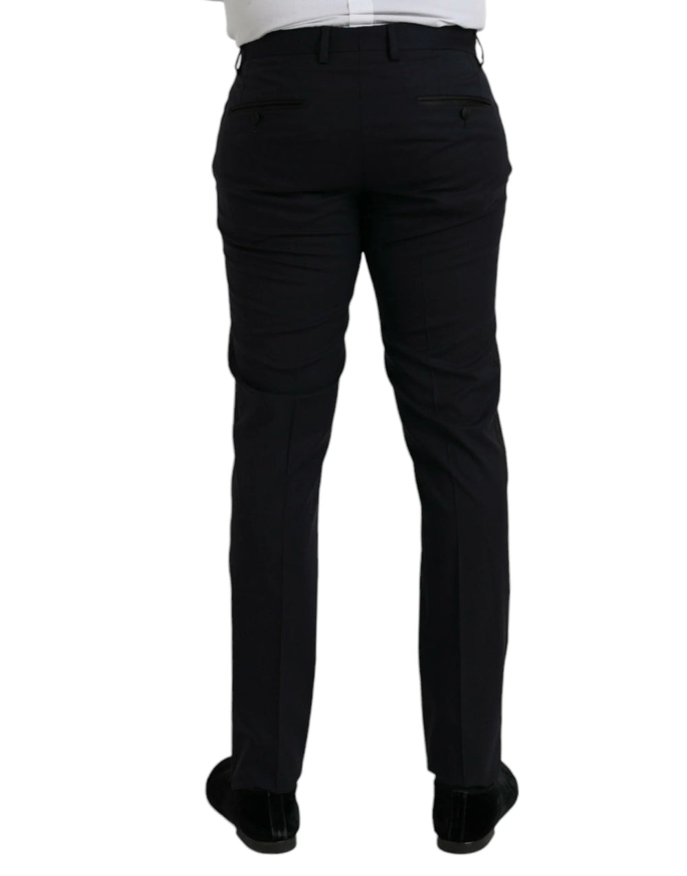Dolce & Gabbana Dark Blue Wool Slim Fit Formal Pants - IT48 | M - Trousers