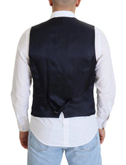Dolce & Gabbana Dark Blue Wool Stretch Waistcoat Formal Vest - IT48 | M - Vests