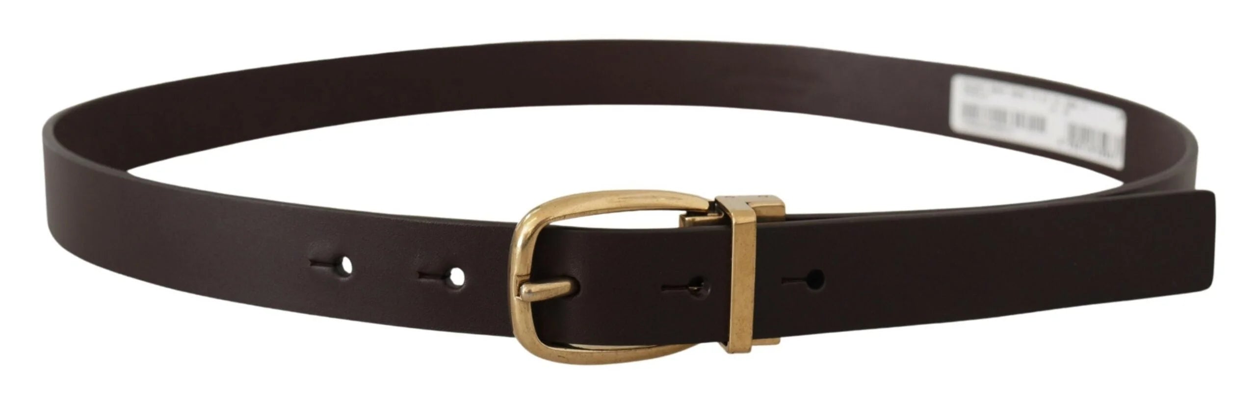 Dolce & Gabbana Dark Brown Calf Leather Gold Tone Metal Buckle - 85 cm / 34 Inches - Belts