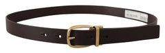Dolce & Gabbana Dark Brown Calf Leather Gold Tone Metal Buckle - 85 cm / 34 Inches - Belts