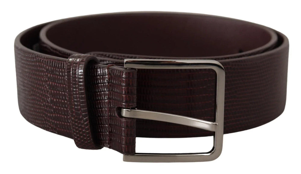 Dolce & Gabbana Dark Brown Calf Leather Silver Logo Metal Buckle Belt - 90 cm / 36 Inches - Belts