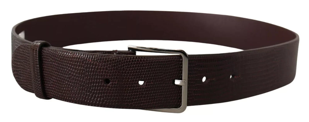 Dolce & Gabbana Dark Brown Calf Leather Silver Logo Metal Buckle Belt - 90 cm / 36 Inches - Belts