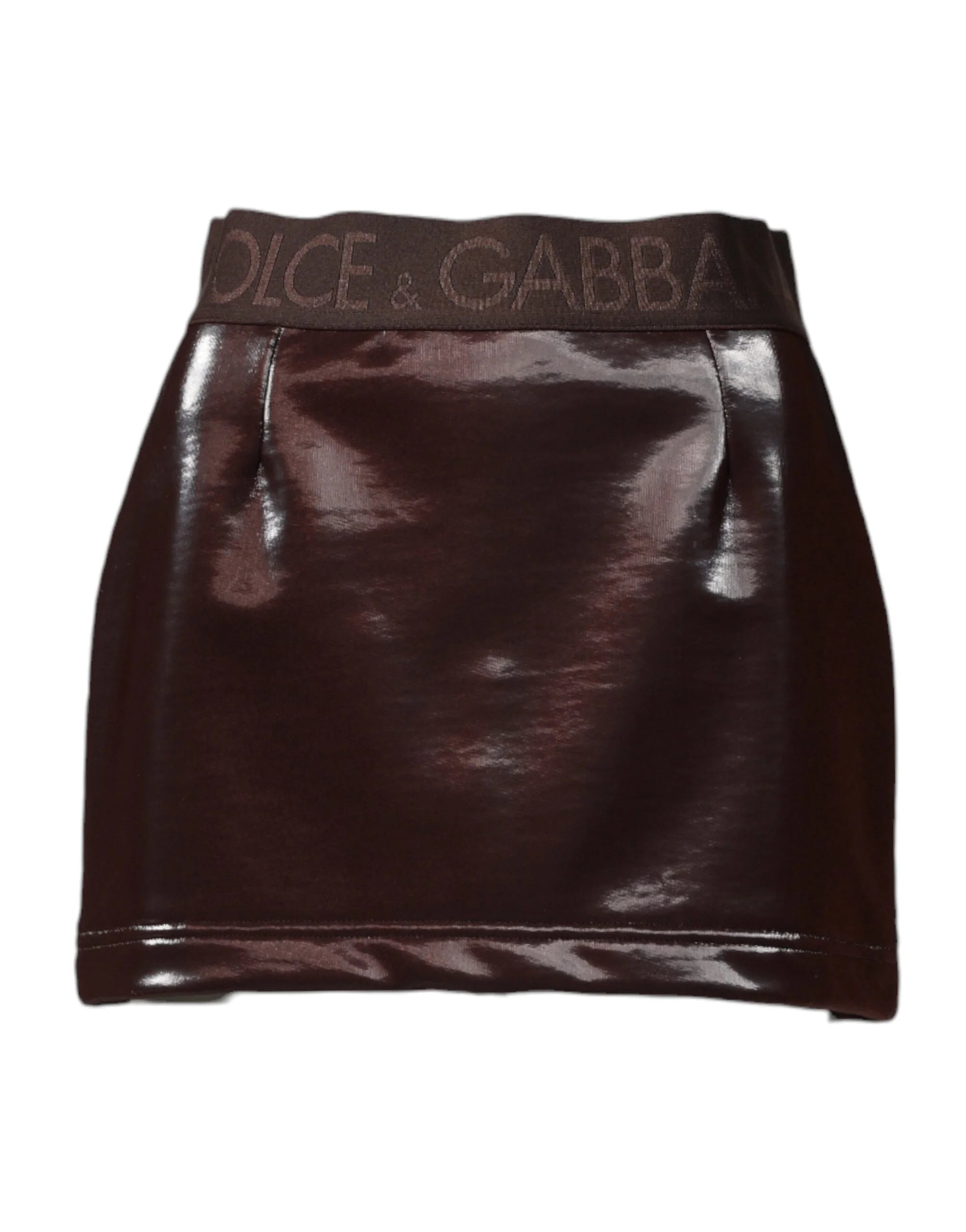 Dolce & Gabbana Dark Brown Cotton Fitted High Waist Mini Skirt - IT40|S