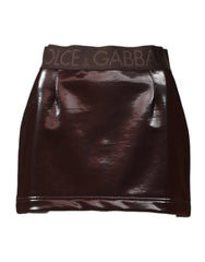 Dolce & Gabbana Dark Brown Cotton Fitted High Waist Mini Skirt - IT40|S