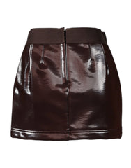Dolce & Gabbana Dark Brown Cotton Fitted High Waist Mini Skirt - IT40|S