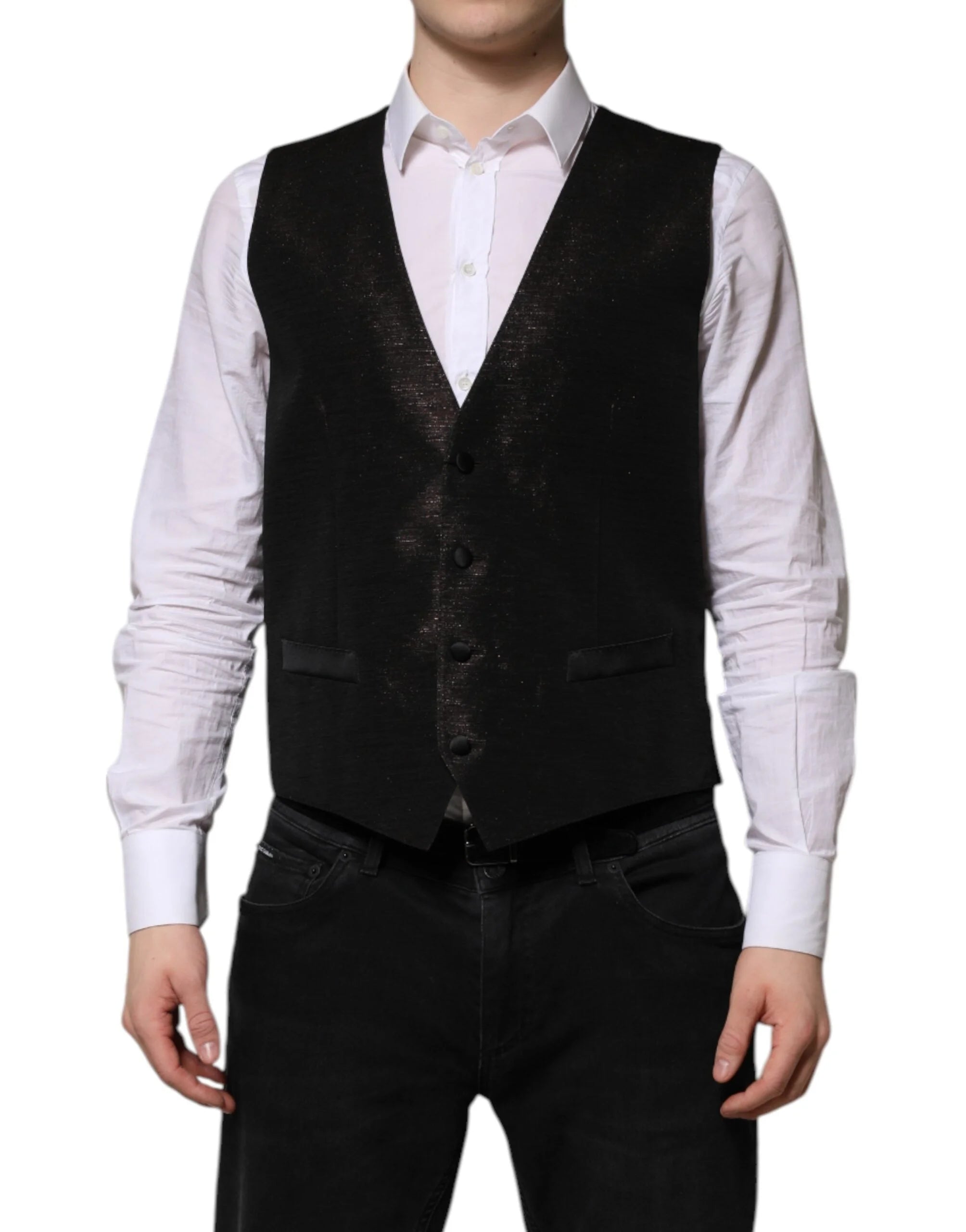 Dolce & Gabbana Dark Brown Dress Formal Men Waistcoat Vest - IT50 | L - Vests