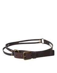 Dolce & Gabbana Dark Brown Leather Gold Metal Buckle Women Belt - 85 cm / 34 Inches - Belts