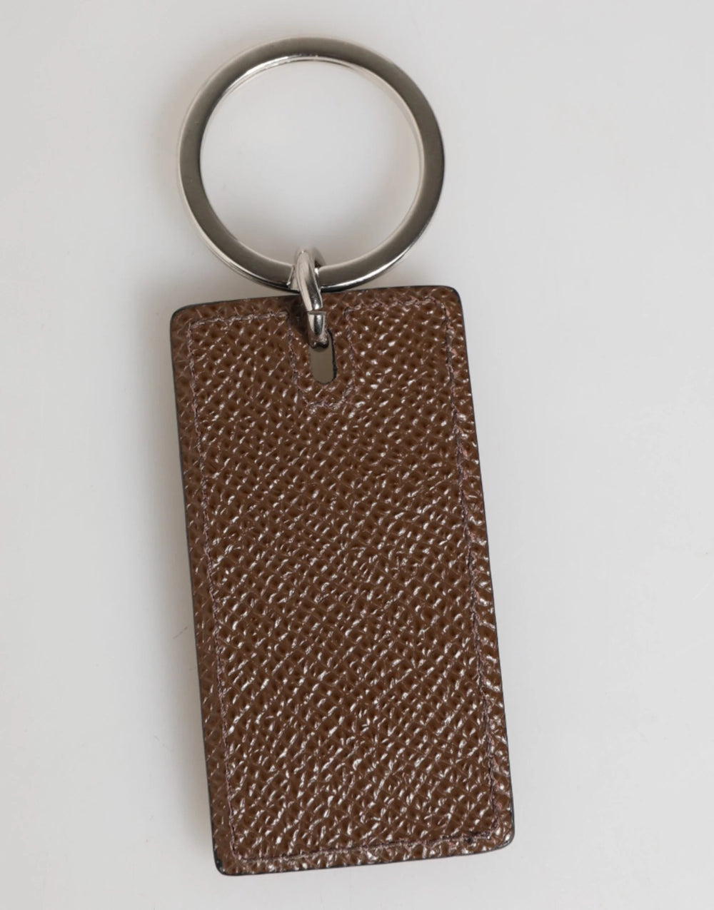 Dolce & Gabbana Dark Brown Leather Logo Metal Ring Keychain Holder Keyring - Keychains