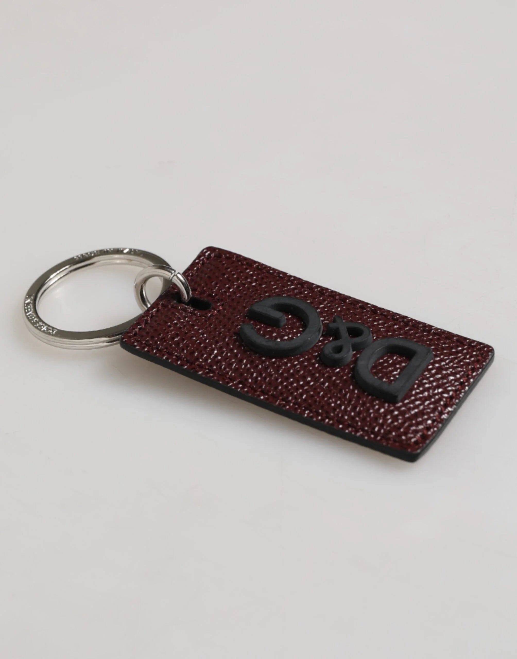 Dolce & Gabbana Dark Brown Leather Logo Metal Ring Men Keychain Keyring - Keychains