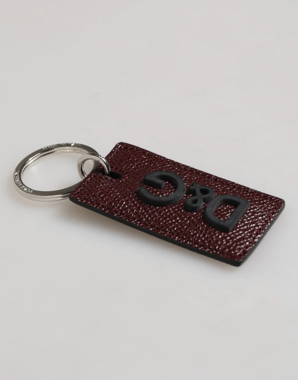 Dolce & Gabbana Dark Brown Leather Logo Metal Ring Men Keychain Keyring - Keychains