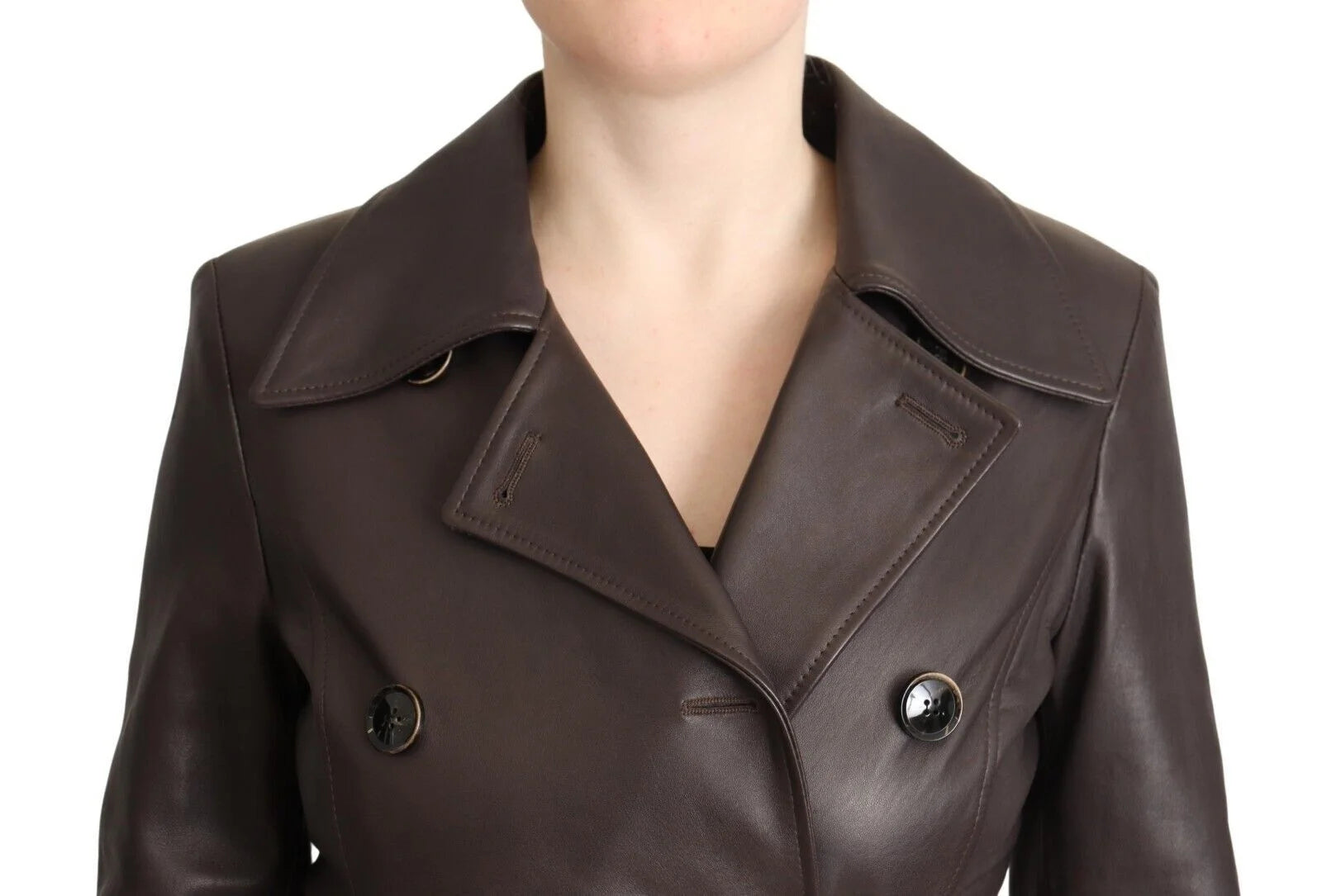 Dolce & Gabbana Dark Brown Leather Long Sleeves Belted Jacket - IT40|S - Overcoats